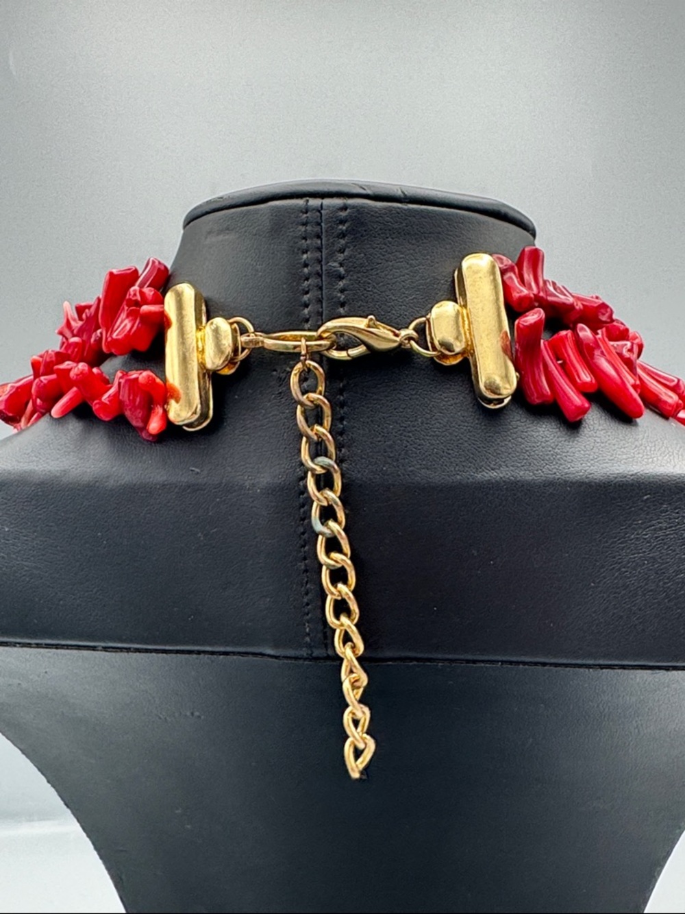 Red Coral Chip Statement Necklace - Picture 3 of 5